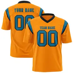 Gold Orange Aqua Shoulder Cut Two-Tone Flag Football Jersey 1