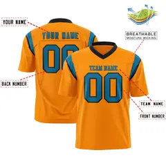 Gold Orange Aqua Shoulder Cut Two-Tone Flag Football Jersey 2
