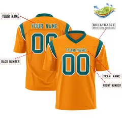 Gold Orange Aqua Shoulder Cut Two-Tone Flag Football Jersey 2