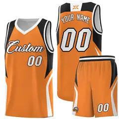 Gold Orange Black and White Color Block Basketball Jersey