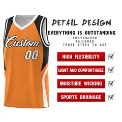 Gold Orange Black and White Color Block Basketball Jersey 2