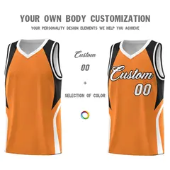 Gold Orange Black and White Color Block Basketball Jersey 3