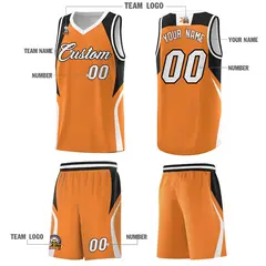 Gold Orange Black and White Color Block Basketball Jersey 5