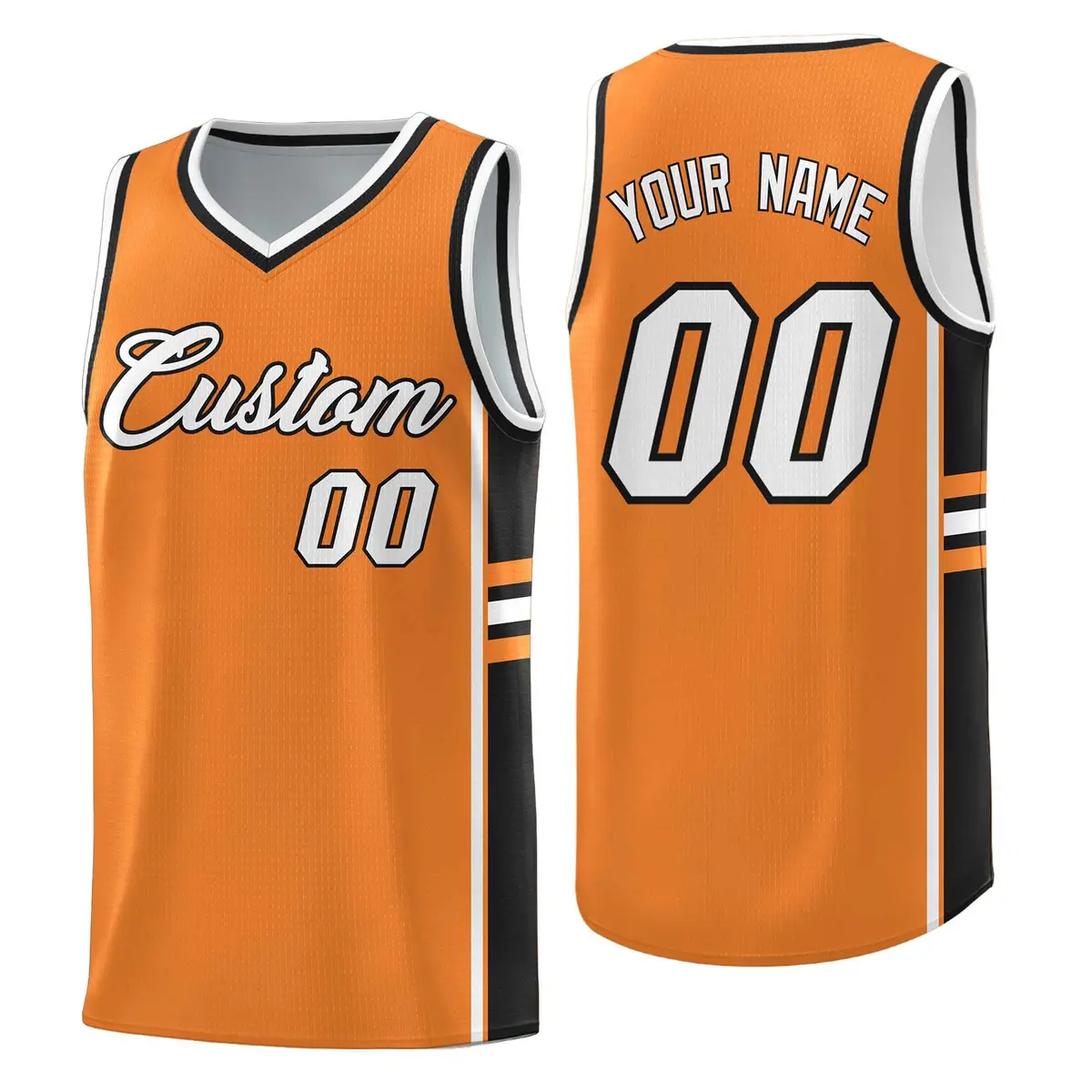 Gold Orange Black Color Block Basketball Jersey