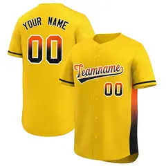 Gold Orange-Black Gradient Side Baseball Jersey