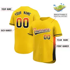 Gold Orange-Black Gradient Side Baseball Jersey 2