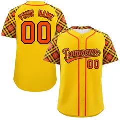 Gold Orange-Black Raglan Sleeves Authentic Baseball Jersey