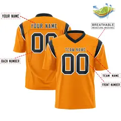 Gold Orange Black Shoulder Cut Two-Tone Flag Football Jersey 2