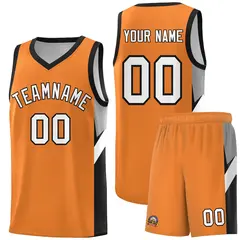 Gold Orange Black Side Design Basketball Jersey