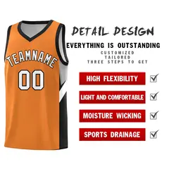 Gold Orange Black Side Design Basketball Jersey 2
