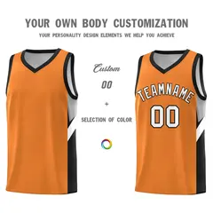 Gold Orange Black Side Design Basketball Jersey 3
