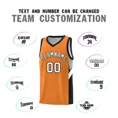 Gold Orange Black Side Design Basketball Jersey 4