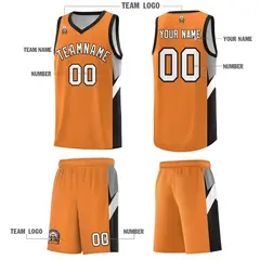 Gold Orange Black Side Design Basketball Jersey 5