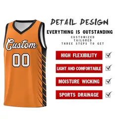 Gold Orange Black Side Symmetrical Line Pattern Basketball Jersey 2