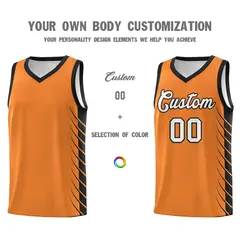 Gold Orange Black Side Symmetrical Line Pattern Basketball Jersey 3