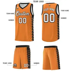 Gold Orange Black Side Symmetrical Line Pattern Basketball Jersey 5