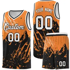 Gold Orange Black Snow Mountain Beast Pattern Basketball Jersey
