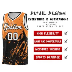 Gold Orange Black Snow Mountain Beast Pattern Basketball Jersey 2