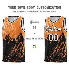 Gold Orange Black Snow Mountain Beast Pattern Basketball Jersey 3