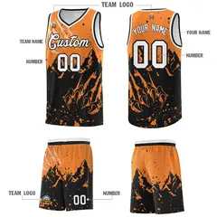 Gold Orange Black Snow Mountain Beast Pattern Basketball Jersey 5