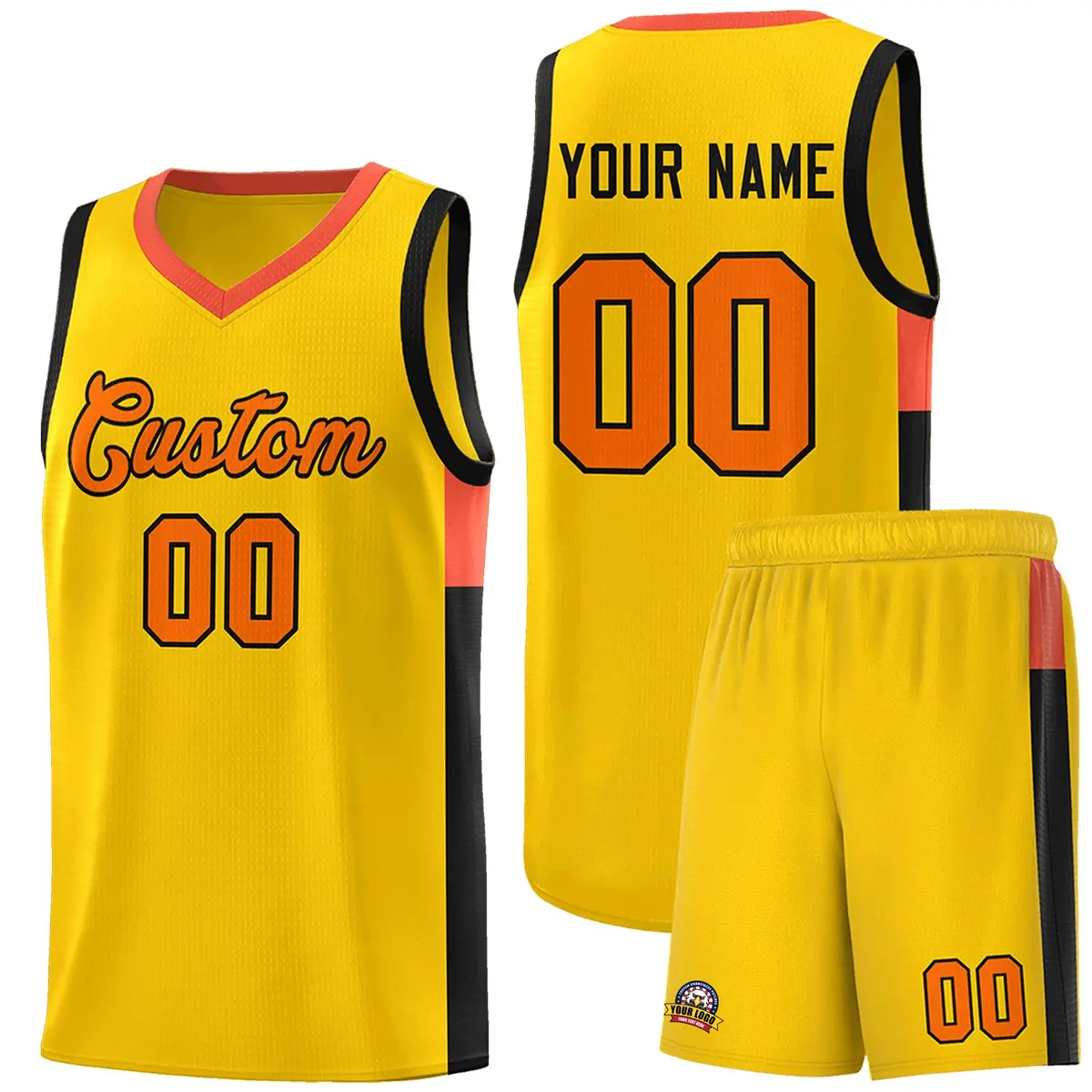 Gold Orange-Black Two-Tone Classic Basketball Jersey