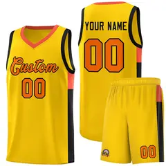 Gold Orange-Black Two-Tone Classic Basketball Jersey