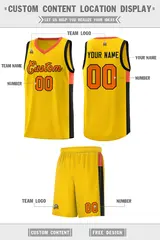 Gold Orange-Black Two-Tone Classic Basketball Jersey 2