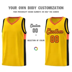 Gold Orange-Black Two-Tone Classic Basketball Jersey 3