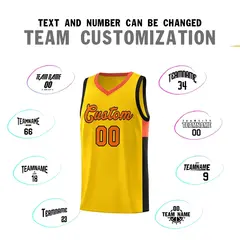 Gold Orange-Black Two-Tone Classic Basketball Jersey 4