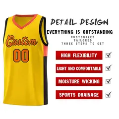 Gold Orange-Black Two-Tone Classic Basketball Jersey 5