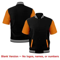 Gold Orange Black White Full-Snap Short Sleeve Varsity Jacket 7