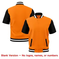 Gold Orange Black White Full-Snap Short Sleeve Varsity Jacket 7