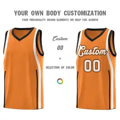 Gold Orange Black-White Ribbon Pattern Basketball Kits 3
