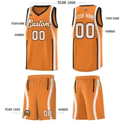 Gold Orange Black-White Ribbon Pattern Basketball Kits 5