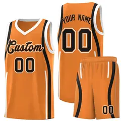 Gold Orange Black-White Ribbon Pattern Basketball Kits