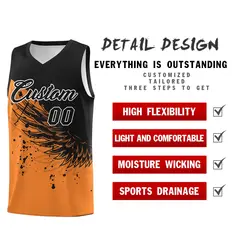 Gold Orange Black Wing Pattern Basketball Jersey 2