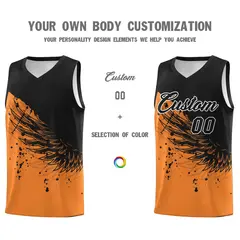 Gold Orange Black Wing Pattern Basketball Jersey 3