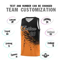 Gold Orange Black Wing Pattern Basketball Jersey 4