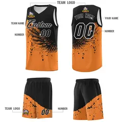 Gold Orange Black Wing Pattern Basketball Jersey 5