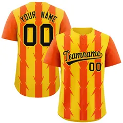Gold Orange Blade Pattern Raglan Baseball Jersey 1