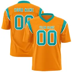 Gold Orange Bright Green Shoulder Cut Two-Tone Flag Football Jersey 1