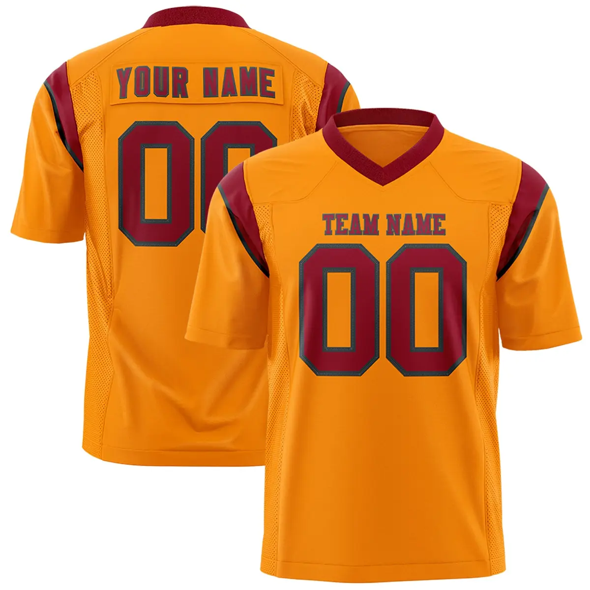 Gold Orange Cardinal Shoulder Cut Two-Tone Flag Football Jersey
