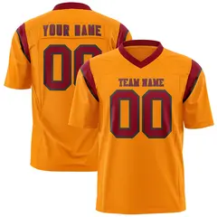 Gold Orange Cardinal Shoulder Cut Two-Tone Flag Football Jersey 1