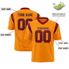 Gold Orange Cardinal Shoulder Cut Two-Tone Flag Football Jersey 2