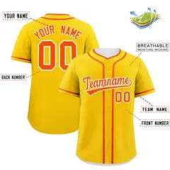 Gold Orange Classic Authentic Baseball Jersey 2