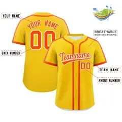 Gold Orange Classic Authentic Baseball Jersey 2