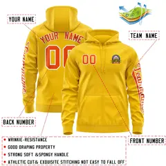 Gold Orange Classic Full-Zip Varsity Letterman Jacket Hoodie 4