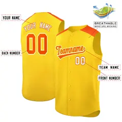 Gold Orange Classic Sleeveless Baseball Jersey 2