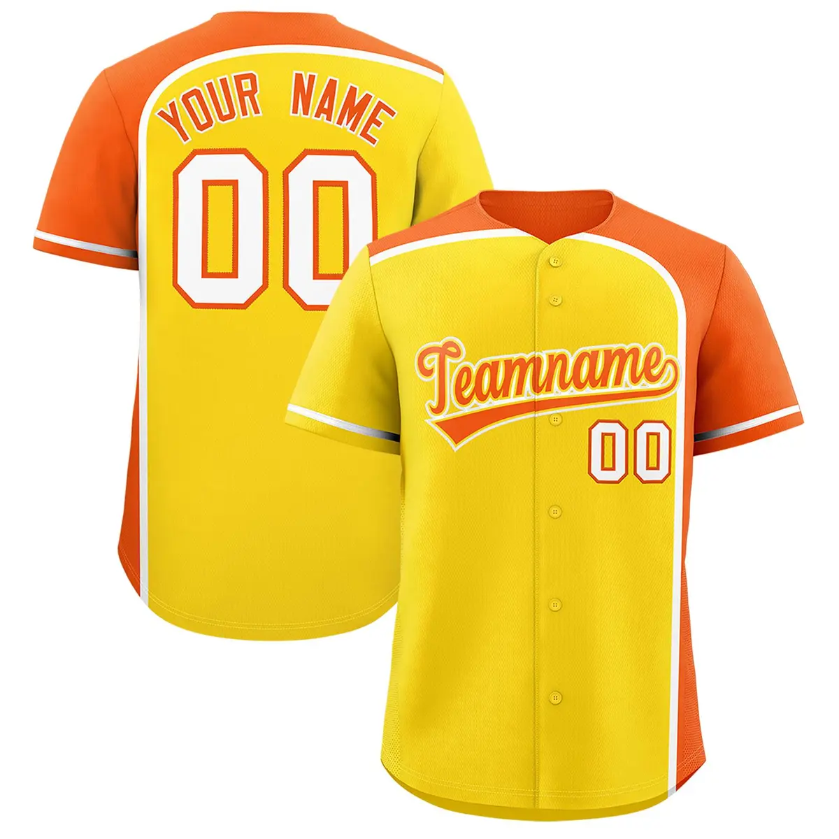 Gold Orange Color Block Authentic Baseball Jersey