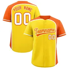 Gold Orange Color Block Authentic Baseball Jersey 1